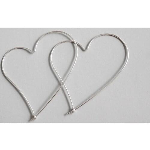 925 sterling silver big heart hoop earrings for women orecchini donna, chic love earings fashion jewelry pendientes mujer moda