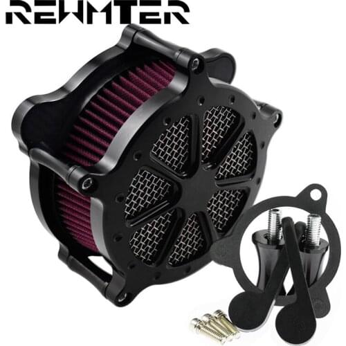 REWMTER Motorcycle Air Cleaner Black Air Filter Red Element Air Cleaner For Harley XL Sportster 04-19 Touring Softail 2000-2018
