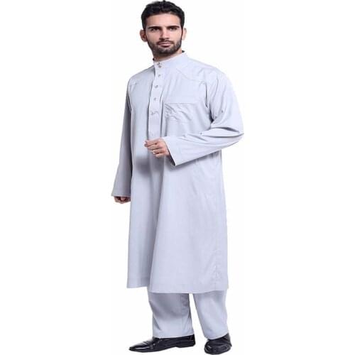 Muslim Clothing Arab Clothing Men Islam Muslim Dress Multicolor Button Saudi Thobe Formal Galabeya Abaya Pakistani Clothes