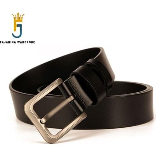 FAJARINA Mens Retro Alloy Pin Buckle Metal Belt for Men Top Quality Solid Cowskin Belts Men‘s Cow Genuine Leather 3.8cm N17FJ874