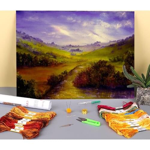 Natural Scenery Der Printed 11CT Cross-Stitch Set Embroidery DMC Threads Handmade Craft Handicraft Needlework Room Decor Gift