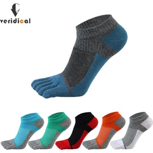 5 Pairs Pure Cotton Five Finger Ankle Socks Mens Sports Breathable Comfortable Shaping Anti Friction No Show Socks With Toes