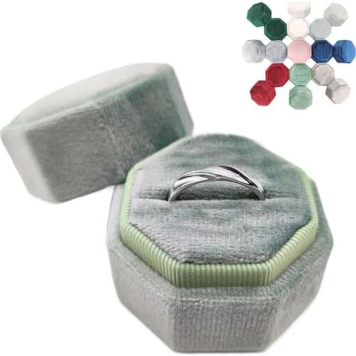 2021 New Velvet Single Ring Box Octagon Wedding Ceremony Ring Box with Detachable Lid