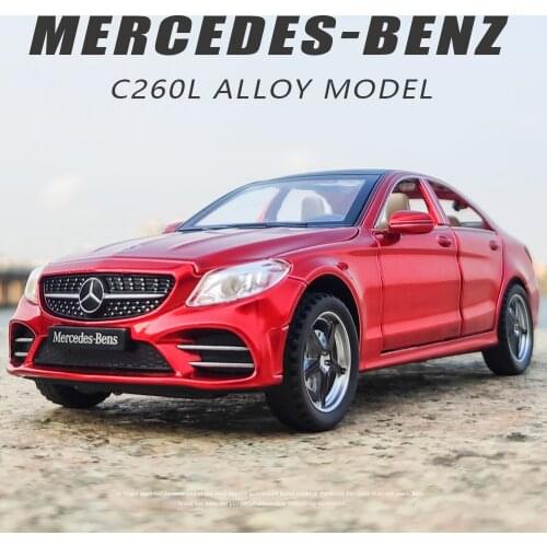 2021 New Diecast Model Cars 1:32 Alloy Miniature Mercedes Benz C260L Metal Vehicle Pull Back for Childrens Gifts Collection Toy