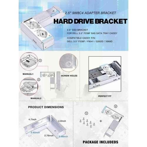 NEW 3.5" TO 2.5" HDD Bracket Tray Caddy For DELL R420 R510 T620 Screw Converter 09W8C4 R430 R720 Adapter R520 R710 R730 E2C4