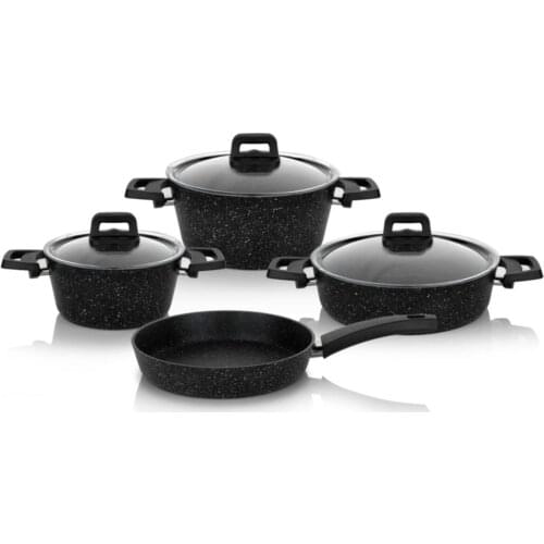 Rock Granite Fireproof/non-stick-pots-7 Parts-black