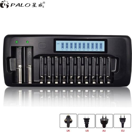 PALO AA AAA charger 1.2V 3.7V LCD battery charger for 18650 14500 18490 17670 17500 18650 charger for 1.2V NI-MH NI-CD batteries