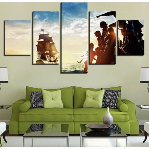 Landscape Sky Cloud Star Mountain River Hot Air Balloon 5 Piece Wall Pictures For Living Room Color Painting Art Home Decor