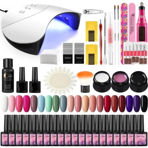 Nail Gel Polish Semi-permanent UV LED Lamp Electric Nail Drill Soak Off Gel Varnish Kit Manicure Tools Nails Art Decorations Set