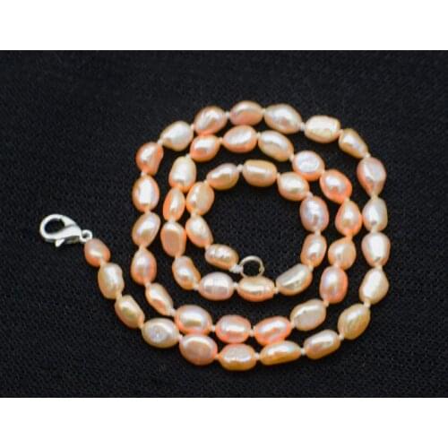 Freshwater pearls pink baroque 5-9mm necklace 16inch wholesale beads nature FPPJ