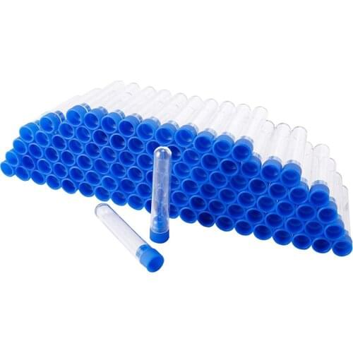 200Pcs Clear Plastic Test Tubes with Blue Screw Caps Sample Containers Bottles Push Caps 12X60mm