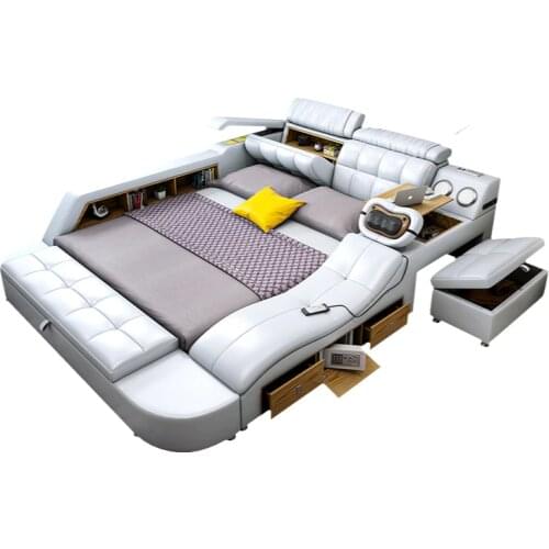 Factory direct supply bedroom furniture tatami functional bed 1.8 m soft bed modern minimalist leather bed double bed