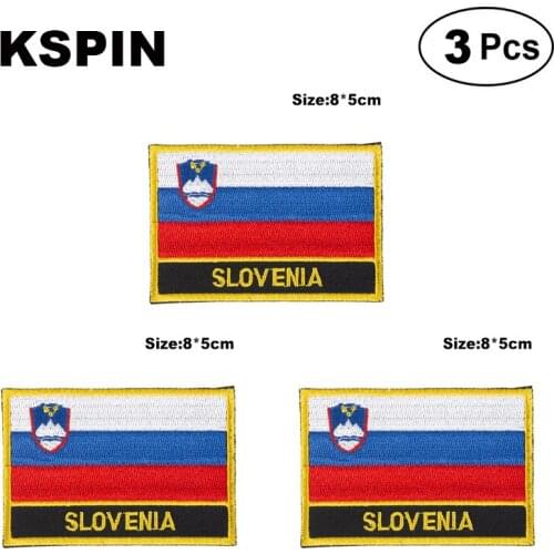 Slovenia Rectangular Shape Flag patches embroidered flag patches national flag patches for clothing DIY Decoration