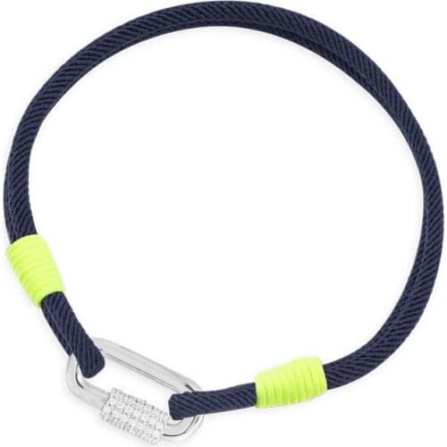 SOELLE High Quality Fashion Pure 925 Sterling Silver Navy Blue and Yellow Friendship Bracelet with Chain Link for Lovers Jewelry