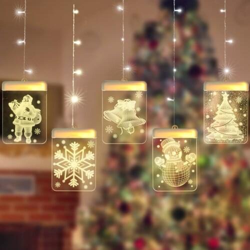 LED Curtain String Lights Christmas Party Decoration 3D Visual Effect USB Powered for Home Room Indoor Bedroom Window Decor
