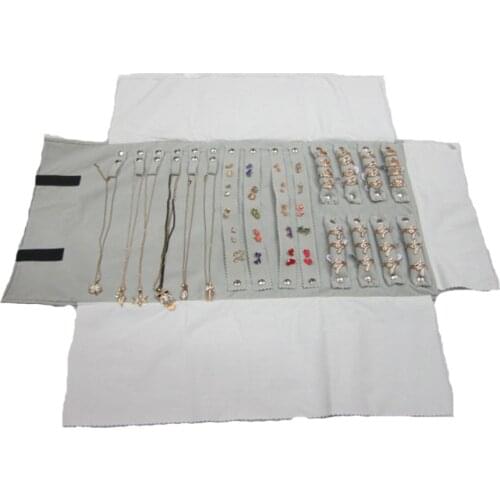 Jewelry Roll Bag Chain Pendant Display Velvet Holder Earrings Storage Necklace Ring Portable Multifunctional Foldable Travel