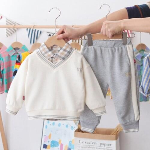 2021 Spring Autumn Toddler Boys Girls Fashion Tracksuit Brand Casual Cotton Clothing Sets Baby Sweatshirt+plaid Shirt+pants