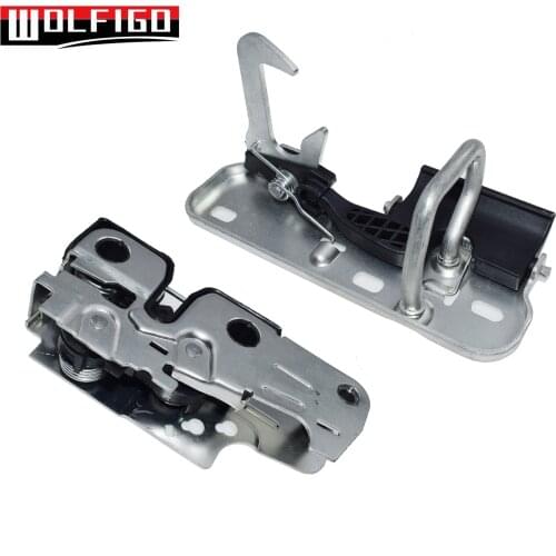 WOLFIGO New Bonnet Hood Latch Lock Actuators Upper & Lower For VW Golf Jetta MK5 Rabbit 1K0823480, 1K1823509E