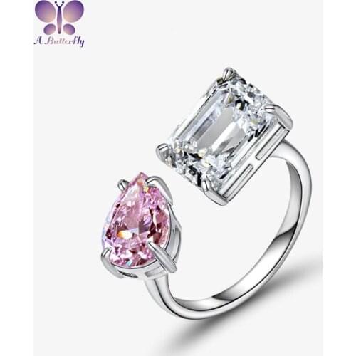 925 Sterling Silver Fashion Pear And Emerald Engagement Wedding Ring Anniversary Gift High-End Jewelry Size: 5-9 (US)