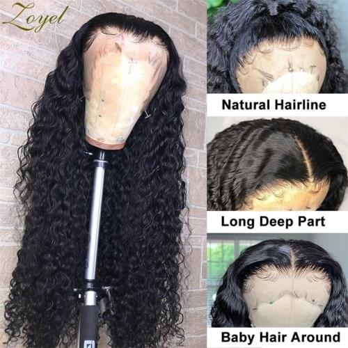 Zoyel Long Black Natural Density Daily Use Wig Loose Water Wave Wigs for Black Women Heat Resistant Synthetic Lace Front Wig