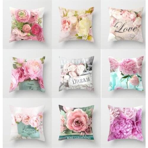 45*45cm American Country Rose Flowers Cushion Cover Romantic Seat Sofa Throw Pillow Covers Car Office Home Decorative Pillowcase
