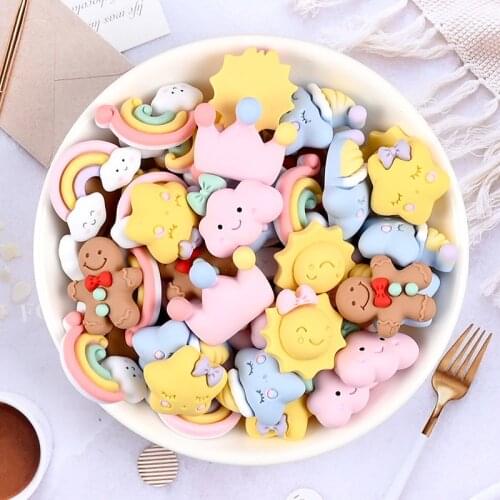 20Pcs Cartoon Rainbows Stars Clouds Crowns Flatback Planar Resin Patches DIY Crafts Headwear Materials Phone Shell Decor Arts