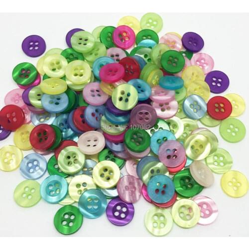 200pcs Mixed Pearl 11mm Round Resin Buttons 4 Hole Shirt Button Sewing Accessories For Scrapbooking Cardmaking