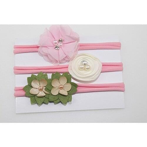 3pcs/lot Wowsorie Hair Flowers Headband High Stretch Nylon Headband Girls Elastic children Hair Bands Accessories Hair Band Set