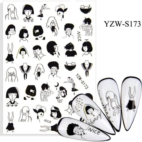3D Stickers for Nails Lovely Girl Student Nail Foil Decal Sliders Stickers for Manicure Nail Art Decoration Accessories