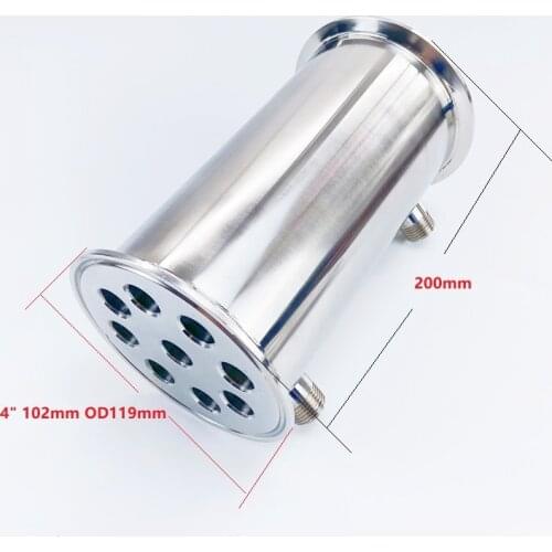 Free Shipping 4"(102mm)OD119mm, Sanitary Dephlegmator Stainless Steel304,9 Pipes Inside ID 16mm,Lenght 200mm