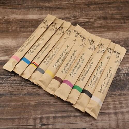 5/10pcs Bamboo Toothbrush Adult Natural Biodegradable Oral Health Eco-Friendly Wooden Toothbrush Soft BPA Free Charcoal Bristles