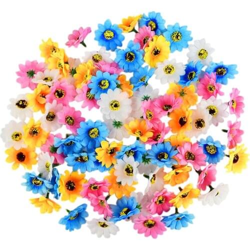 50/100 Pcs High Quality Artificial Silk Daisy Sunflower Head DIY Birthday Wedding Wreath Decor Handmade Scrapbooking Accessories