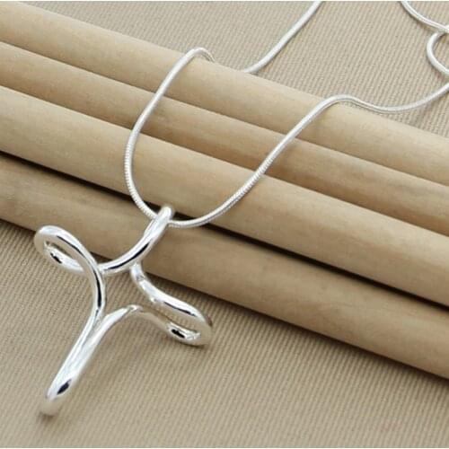925 Sterling Silver Charm Snake Chain Woman Cross Pendant Necklace Wedding Engagement Party Jewelry Gift