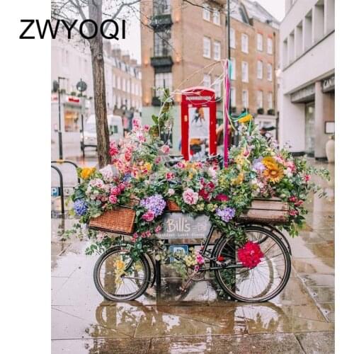 DIY Diamond painting Cross stitch Full Square Diamond mosaic Bicycle phonebooth Full Round Diamond embroidery Sunflower Hyacinth