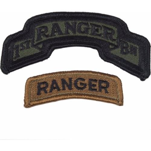 US ARMY 1ST BN RANGER TABS - 2 PIECES ACU PATCH GREEN OD COLOUR