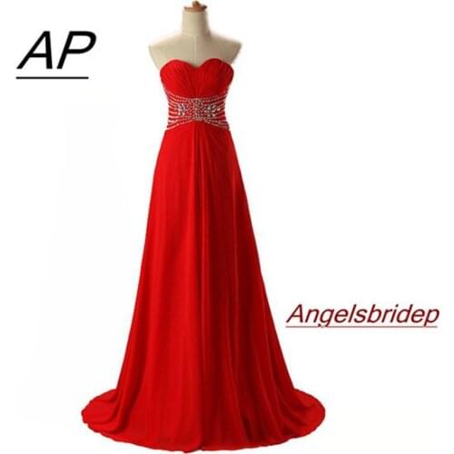 ANGELSBRIDEP Red Vestidos De Fiesta Prom Dresses 2021 Sparkly Crystal Beading Full-Length Women Celebrity Party Gown Custom Make