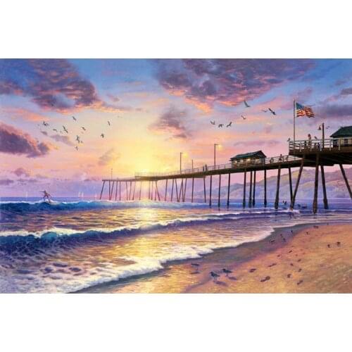 Free shipping classicThomas us flag bridge seascape canvas prints landscape oil painting printed on canvas decoration picture