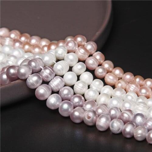 8-9mm Natural White Freshwater Pearl Beads Oval Shape Pearls Spacer Beads For Jewelry Making DIY Bracelet Accessories 14"
