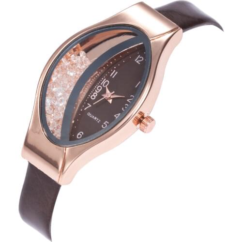Fashion Luxury Womens Watch Casual High Quality Movement Oval Rhinestone Leather Women Quartz Watches Creativity Seiko Clocks