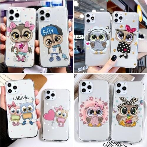 Cartoon Owl Soft TPU Case For iPhone 12 Pro Mini XR 10 X XS Max 7 8 6 6S Plus SE 2 Cover For iPhone 11 Pro Max Case Capa Funda