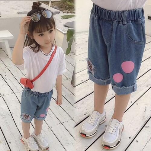 Children Kids Calf-length Jeans Girl Clothes Dot Patch Fashion Baby Girl Jeans Kids Denim Trousers 70% Length Pants for Girls