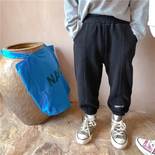 Pants Full Length Elastic Waist Solid Smile Regular Cotton New Fashion Sweet Cool Comfortable Spring Autumn Unisex Children