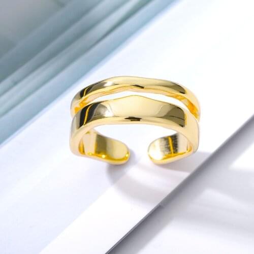 Double Layer Rings For Women Men Dainty Punk Jewelry Stainless Steel Adjustable Ring Best Friend Gifts