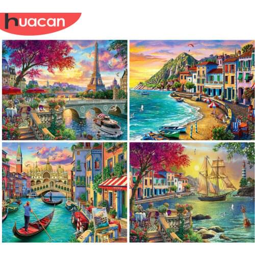 HUACAN Paint By Number HandPainted Painting Drawing On Canvas Art Gift DIY Pictures By Number City Landscape Kits Home Decor
