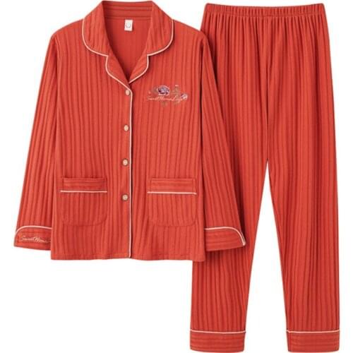 M-3XL Large Size Pajamas For Women Full Cotton Lounge Wear Autumn Pijama Set Long Sleeve Trousers Ladies Sleepwear Pyjama Suit