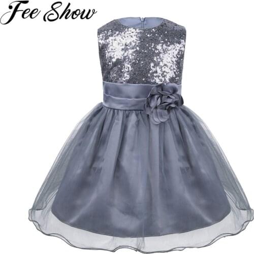3-24 Months Infant Cute Baby Girls Sleeveless Sequins Mesh Flower Dress baby girl party dress 1 year birthday Pink Blue Red 2017