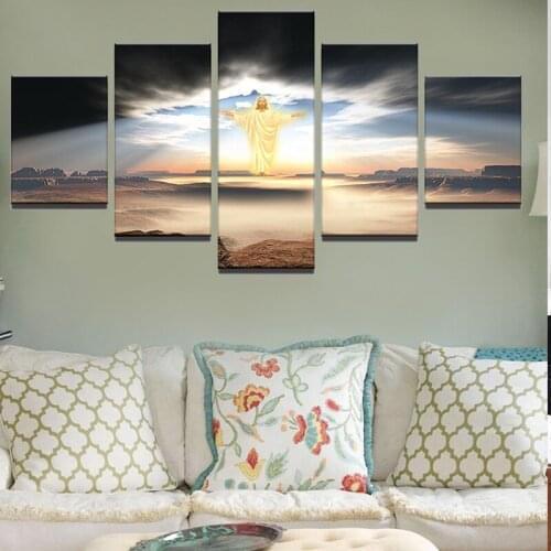 Modular Canvas HD Prints Posters Home Decor Living Room Wall Art 5 Pieces Jesus Is Coming Paintings Religion Pictures Framework
