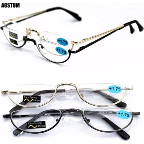 Half Moon Mens Women Vintage Spring Hinge Eyeglasses Reading