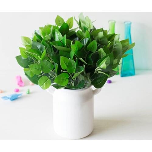 1pc Realistic Artificial Plant Green 7-Branch DIY Artificial Leaf Stem Faux Plant Home Ornaments Universal For Office/ School