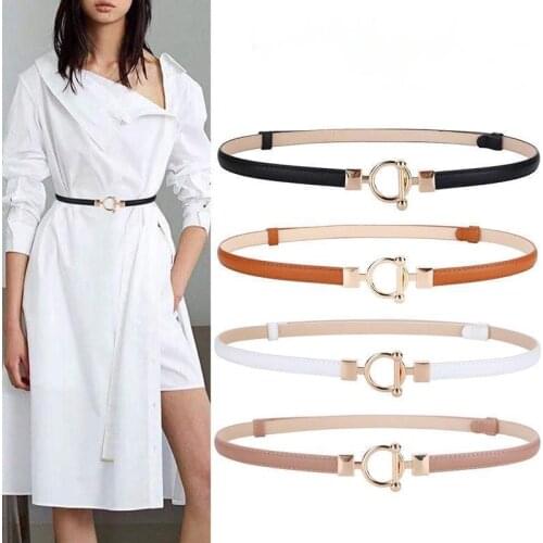 Women Thin Belt Metal Simple Hook Buckle Adjustable Waist Strap For Trouser Dress Brand Designer Decoration Waistband